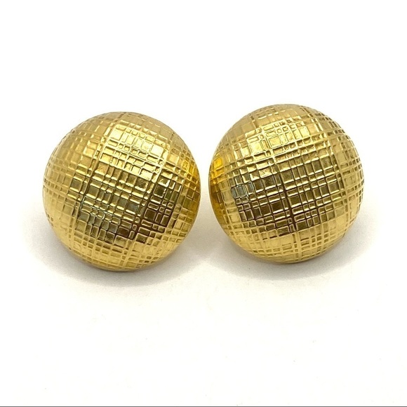 Ben-Amun Vtg 1980’s Brushed Gold Clips Earrings - Picture 1 of 14